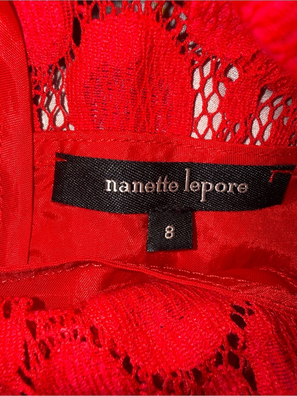 Nanette Lepore Red Lace Fringe Shift Dress - Picture 4 of 4